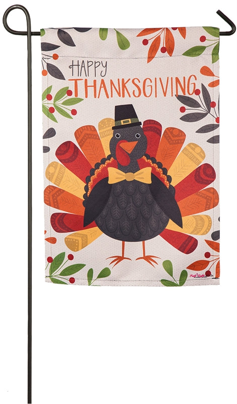Thanksgiving Turkey Printed Suede Garden Flag; Polyester