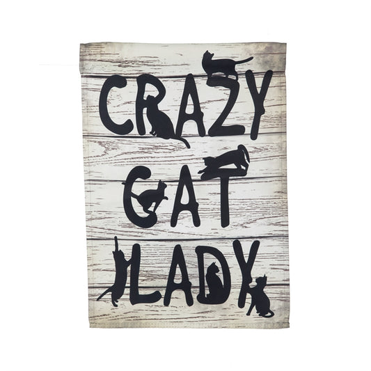 Crazy Cat Lady Printed Suede Garden Flag; Polyester