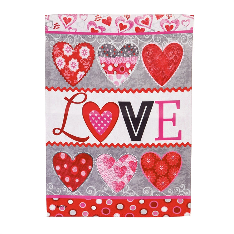 Love Collage Printed Suede Garden Flag; Polyester