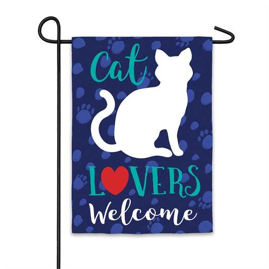 Cat Lovers Welcome Printed Suede Garden Flag; Polyester