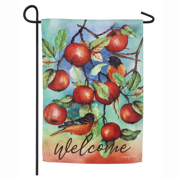 Autumn Apples Printed Suede Seasonal Garden Flag; Polyester