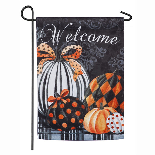 Elegant Pattern Pumpkins Printed Suede Garden Flag; Polyester