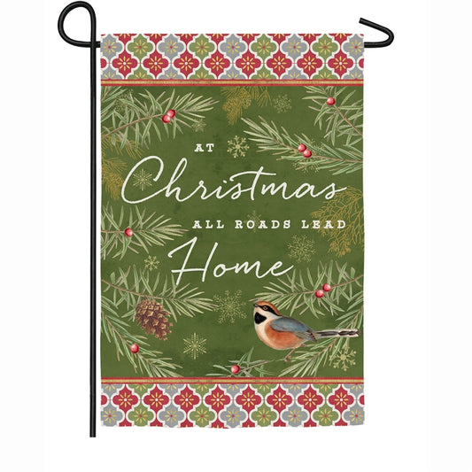 Christmas Tradition Printed Suede Garden Flag; Polyester