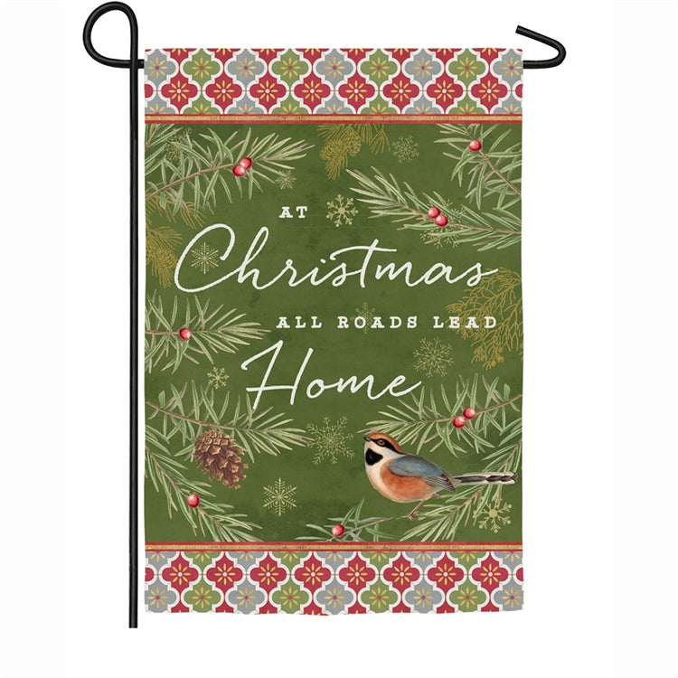 Christmas Tradition Printed Suede Garden Flag; Polyester