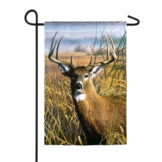 Buck in a Meadow Printed Suede Garden Flag; Polyester