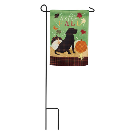 Fall Farmstead Happy Pup Printed Suede Garden Flag; Polyester