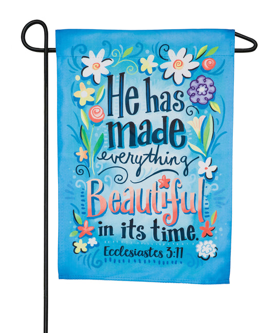 "He Has Made Everything Beautiful" Printed Suede Garden Flag; Polyester