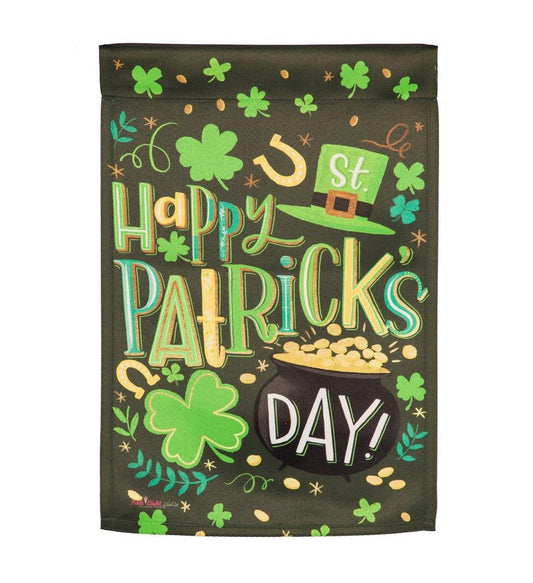 "Happy St.Patricks Day" Printed Suede Garden Flag; Polyester