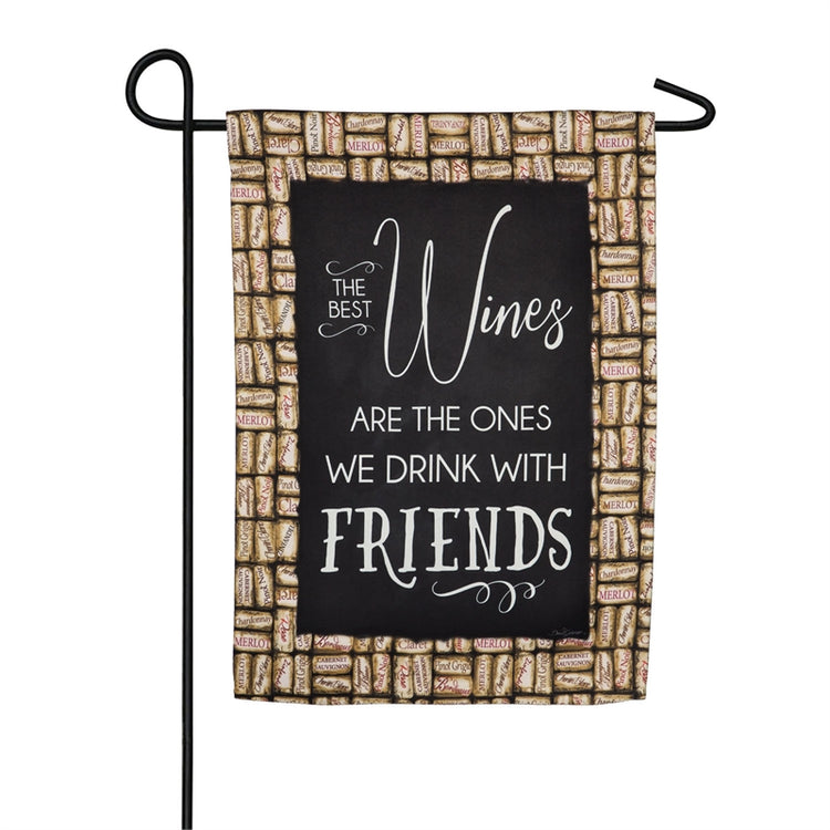 "Wine With Friends" Printed Suede Garden Flag; Polyester