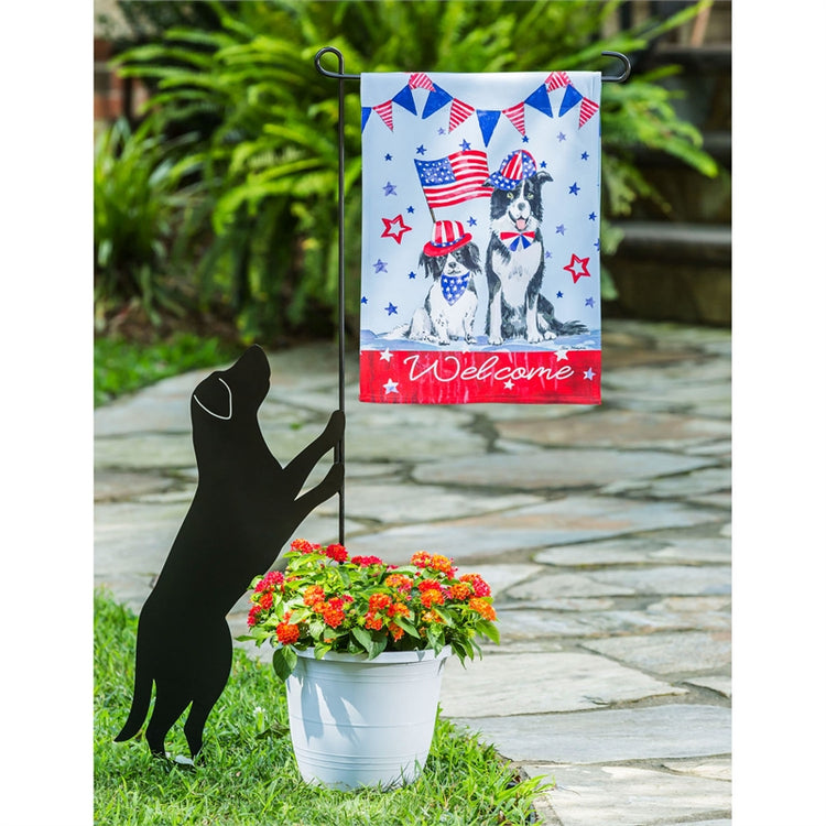 "Patriotic Dogs" Printed Suede Garden Flag; Polyester