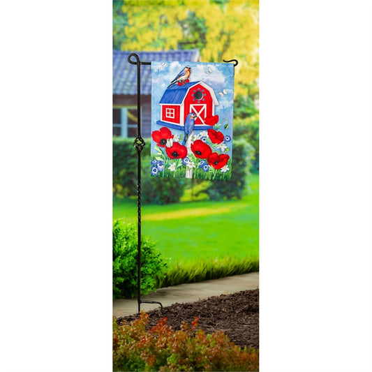 Patriotic Birdhouse Printed Suede Garden Flag; Polyester