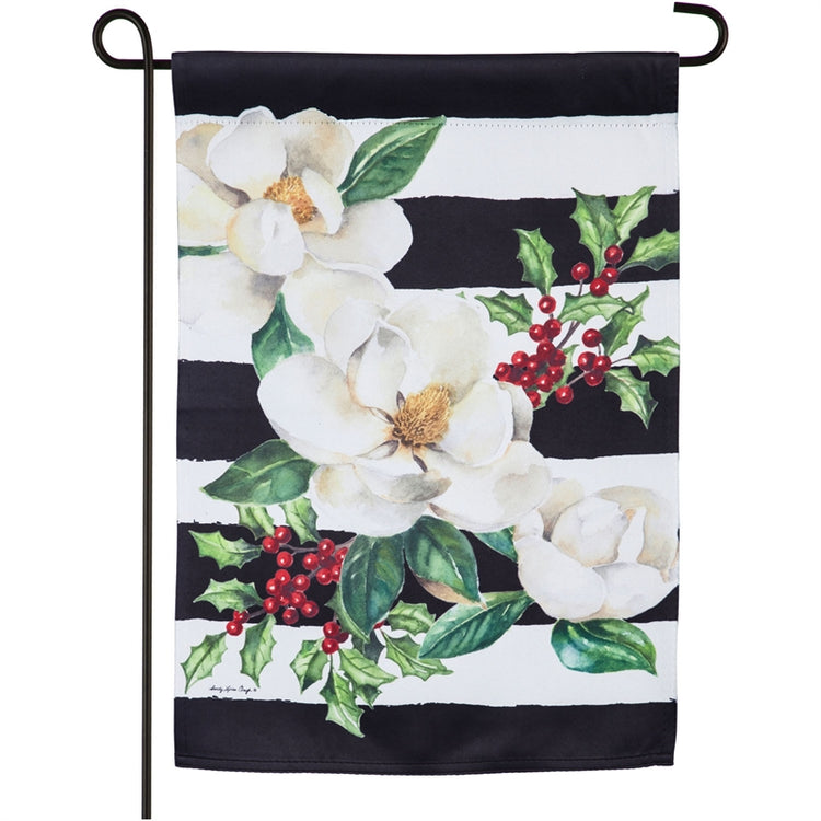 "Holiday Magnolias" Printed Suede Garden Flag; Polyester