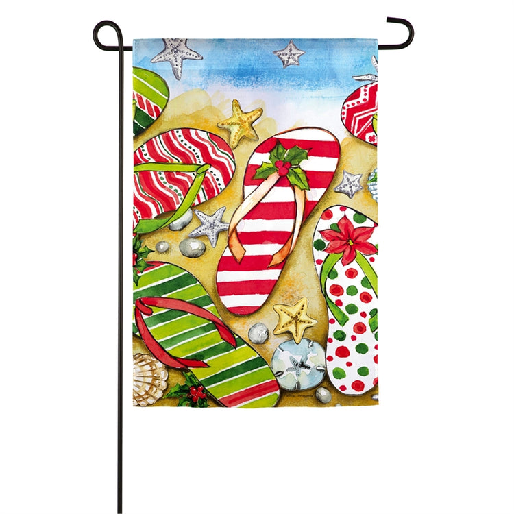 Christmas Flip Flops Printed Suede Garden Flag; Polyester