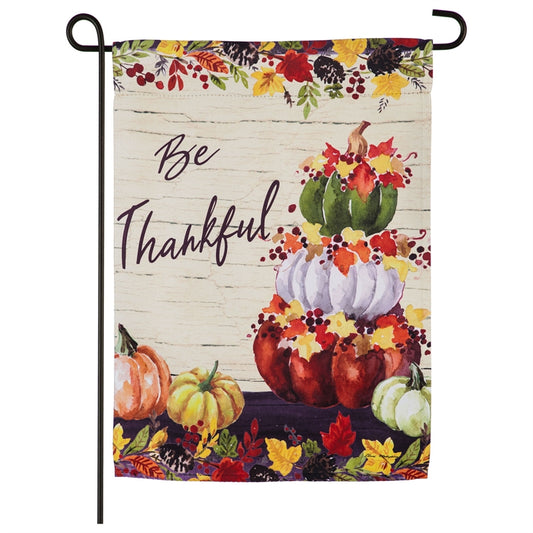 Be Thankful Pumpkin Stack Garden Flag