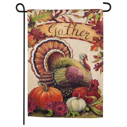 Warm Gathering Turkey Garden Flag