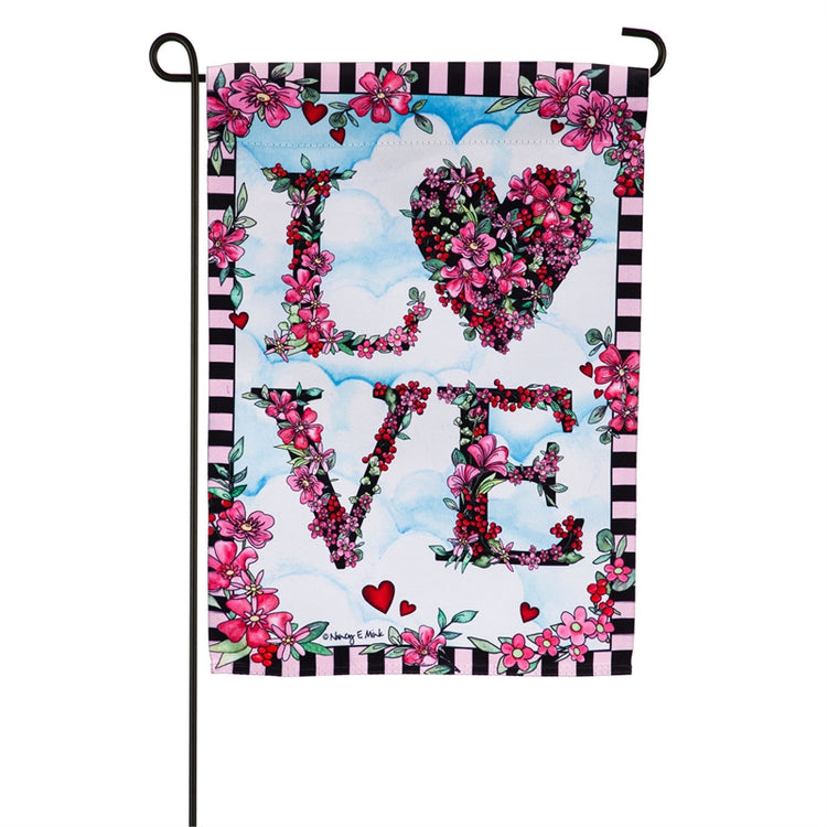 LOVE in the Clouds Printed Suede Garden Flag; Polyester 12.5"x18"