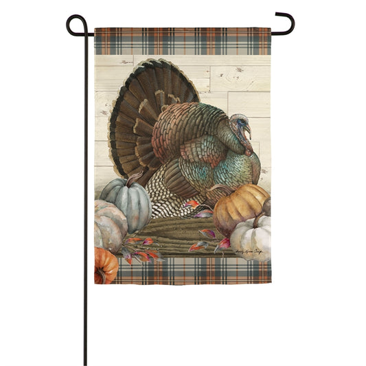 "Pumpkin Time Turkey" Printed Suede Garden Flag; Polyester