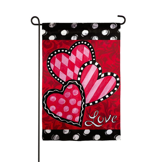 Bright Valentine's Hearts Printed Suede Garden Flag; Polyester 12.5"x18"