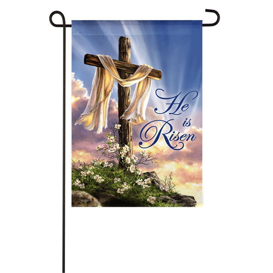 He is Risen Printed Suede Easter Garden Flag