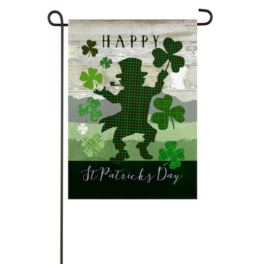 Plaid Leprechaun Garden Flag