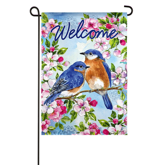 Bluebirds and Blossoms Garden Flag