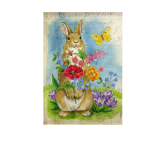 Bunny Bouquet Printed Suede Garden Flag; Polyester 12.5"x18"