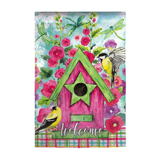 Bright Birdhouse Garden Flag