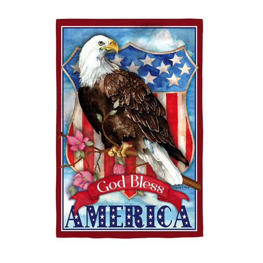 God Bless America Eagle Printed Suede Garden Flag; Polyester 12.5"x18"