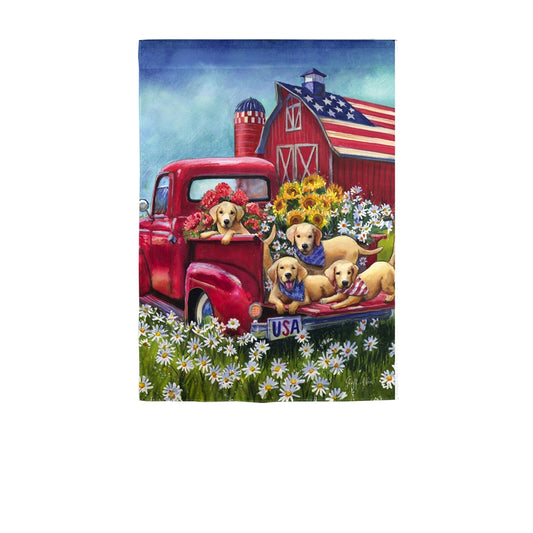 Americana Dogs Printed Suede Garden Flag; Polyester 12.5"x18"