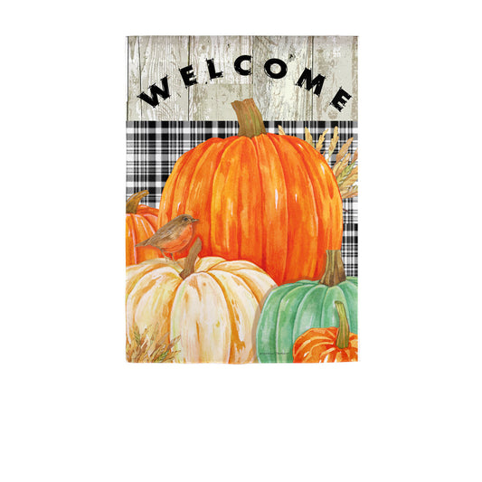 Fresh Pumpkins Printed Suede Garden Flag; Polyester 12.5"x18"