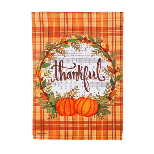 Thankful in Plaid Garden Flag