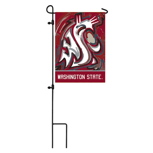 Washington State University Cougars Printed Suede Garden Flag; Polyester