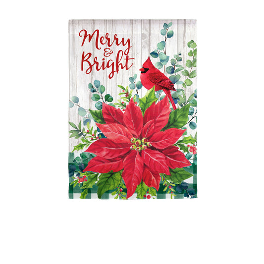 Merry & Bright Poinsettia Garden Flag