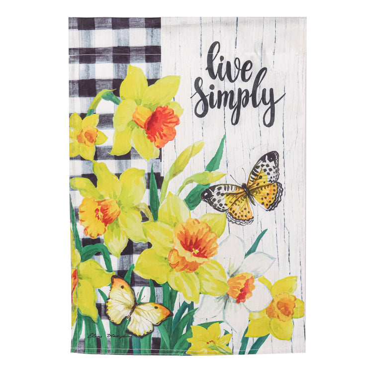 Spring Daffodils Inspirational Check Garden Flag