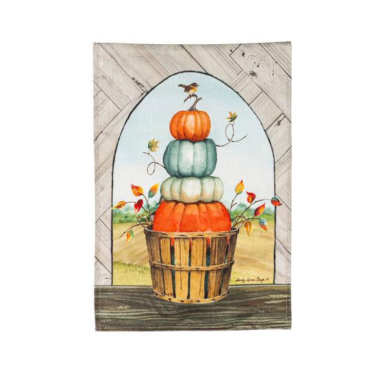 Pumpkin Topiary Printed Textured Striation Garden Flag; Polyester 12.5"x18"