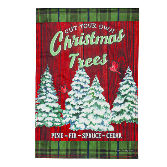 Christmas Tree Farm Printed Textured Striation Garden Flag; Polyester 12.5"x18"