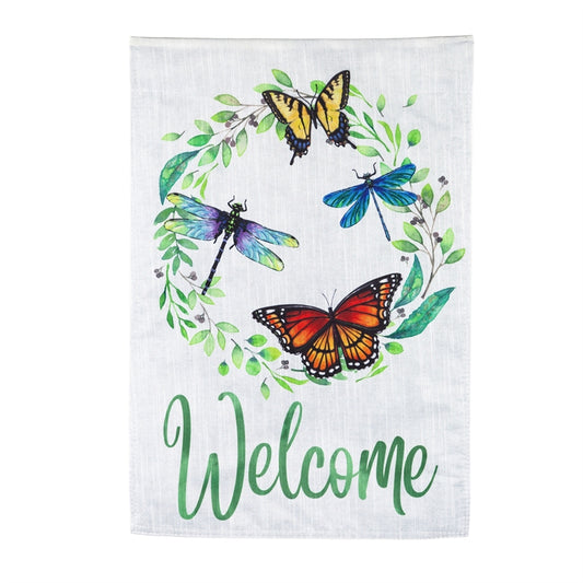 Butterfly & Dragonfly Wreath Garden Flag