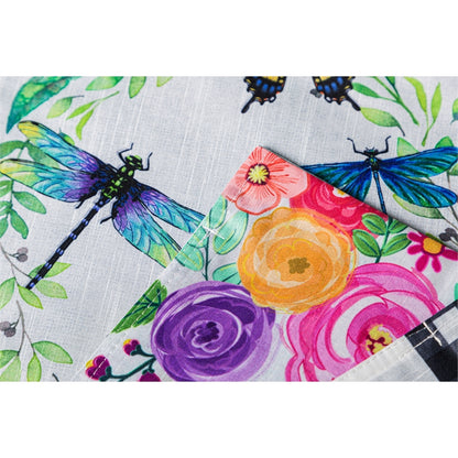 Wood Backed Floral Garden Flag