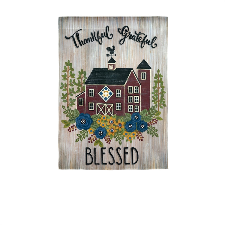 Thankful Grateful Blessed Home Printed Textured Striation Garden Flag; Polyester 12.5"x18"