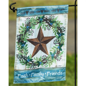 Faith, Family, & Friends Country Star Textured Striation Garden Flag; Polyester 12.5"x18"