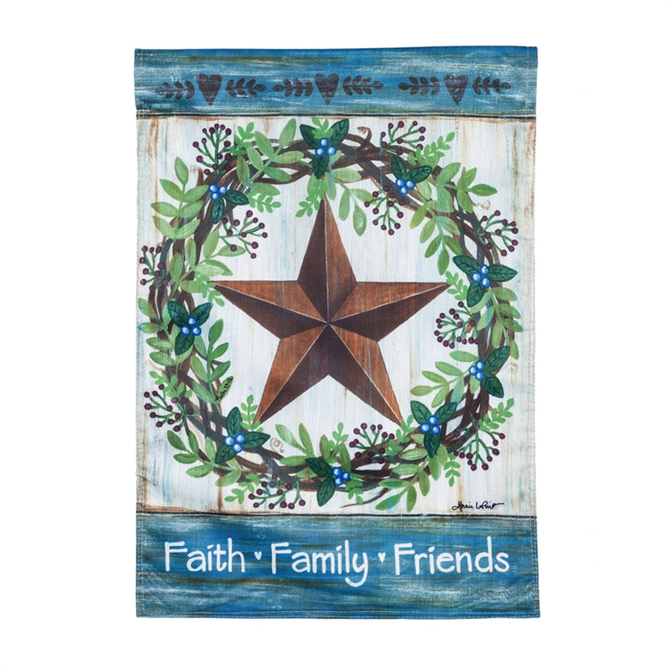 Faith, Family, & Friends Country Star Textured Striation Garden Flag; Polyester 12.5"x18"