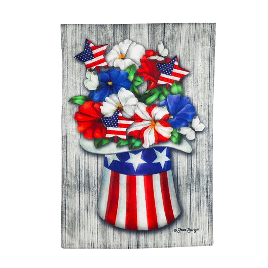 Patriotic Hat Floral Bouquet Garden Flag