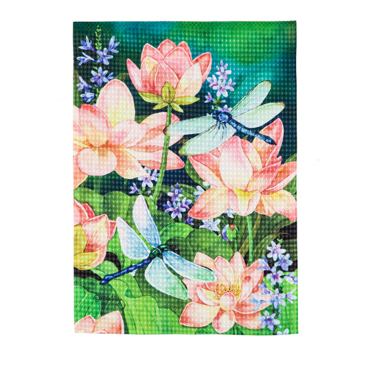 Lotus Lake Printed Waffle Suede Garden Flag; Polyester 12.5"x18"