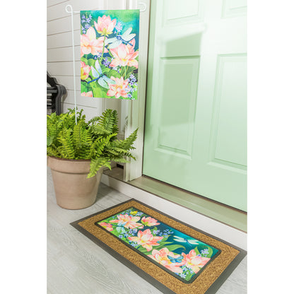 Lotus Lake Printed Waffle Suede Garden Flag; Polyester 12.5"x18"