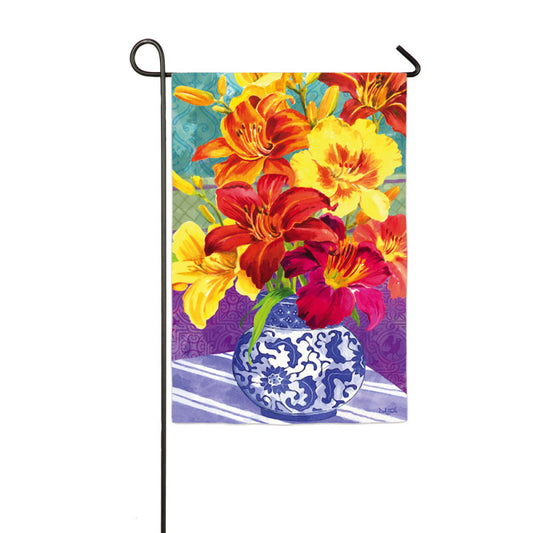 Daylily Bouquet Printed Seasonal Garden Flag; Polyester