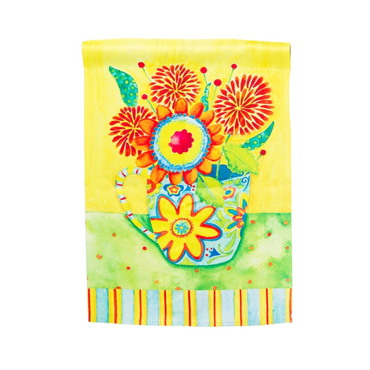 Floral Flower Pot Garden Flag