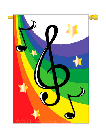 "Musical G Clef" Seasonal Applique House Flag; Polyester