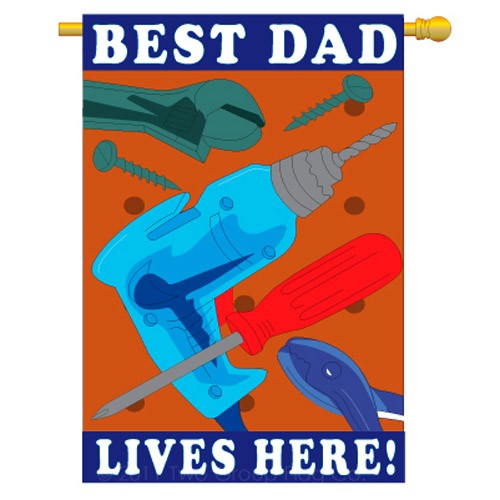Best Dad Lives Here Applique Seasonal House Flag; Polyester