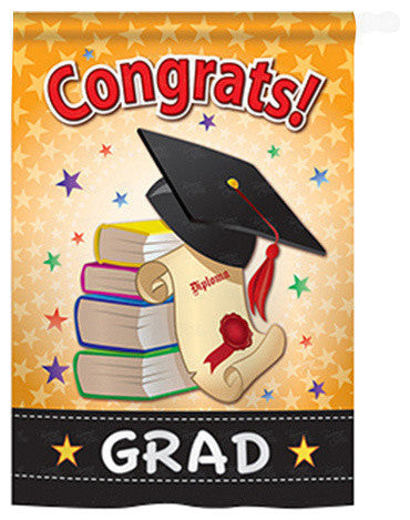 Congrats Grad Printed Seasonal House Flag; Polyester