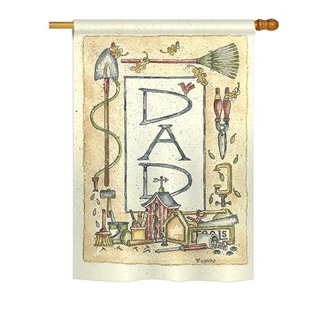 "Happy Fathers Day Dad" Printed Seasonal House Flag; Polyester